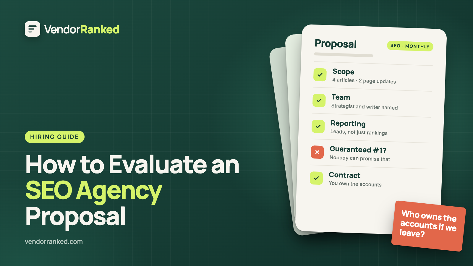How to Evaluate an SEO Agency Proposal: VendorRanked featured image with a proposal checklist